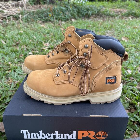Men's Timberland PRO PIT BOSS 6" WHEAT Steel Toe Boots Safety Shoes Size 8.5 - Picture 7 of 11